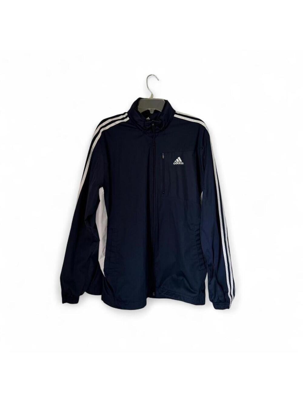 Adidas Men's Navy Blue Windbreaker Jacket L LARGE